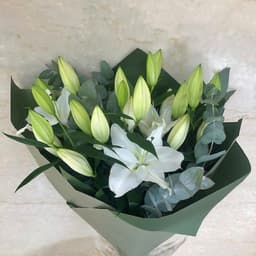 White Lilly & Eucalyptus Bouquet