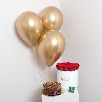 Roses Cake & Balloons