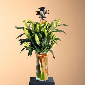 Graduation Lilies Vase