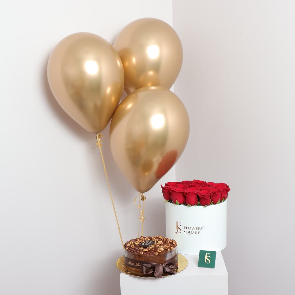 Roses Cake & Balloons
