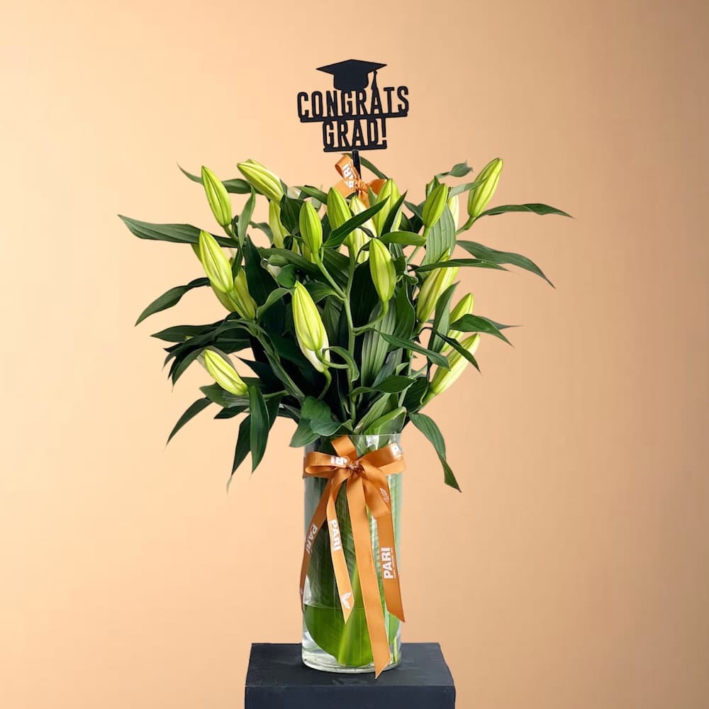 Graduation Lilies Vase