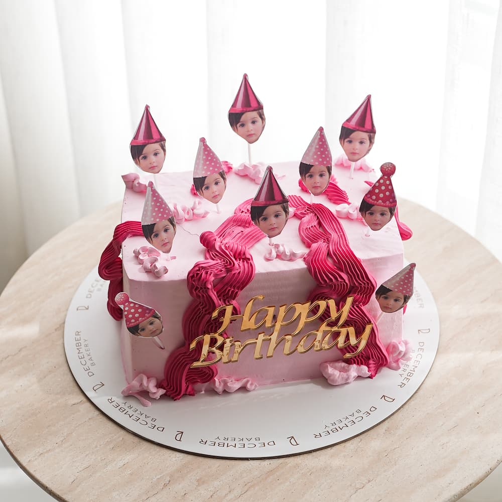 Pink Square Photo Cake